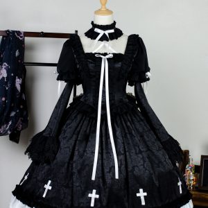 gothic cross dark lolita op dress with choker (copy)